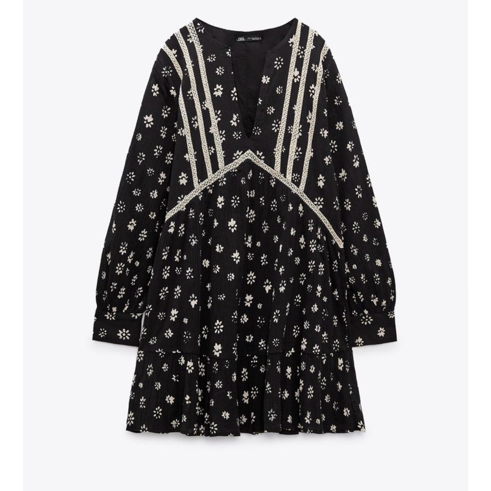 Elegant Black Dress with Floral Accents